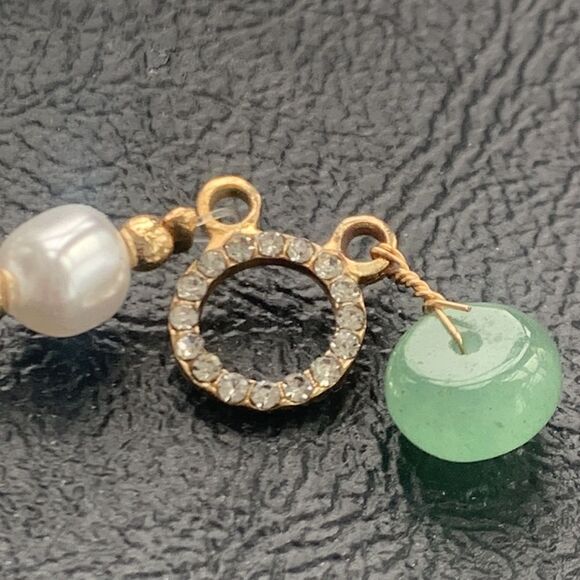 Mason & Madison Faux Pearl Adjustable Bracelet with Faux Jade Charm, Gift Ready - Picture 6 of 11